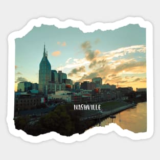 Cool sunset photography of Nashville Tennessee skyline sunset sky USA city break Sticker